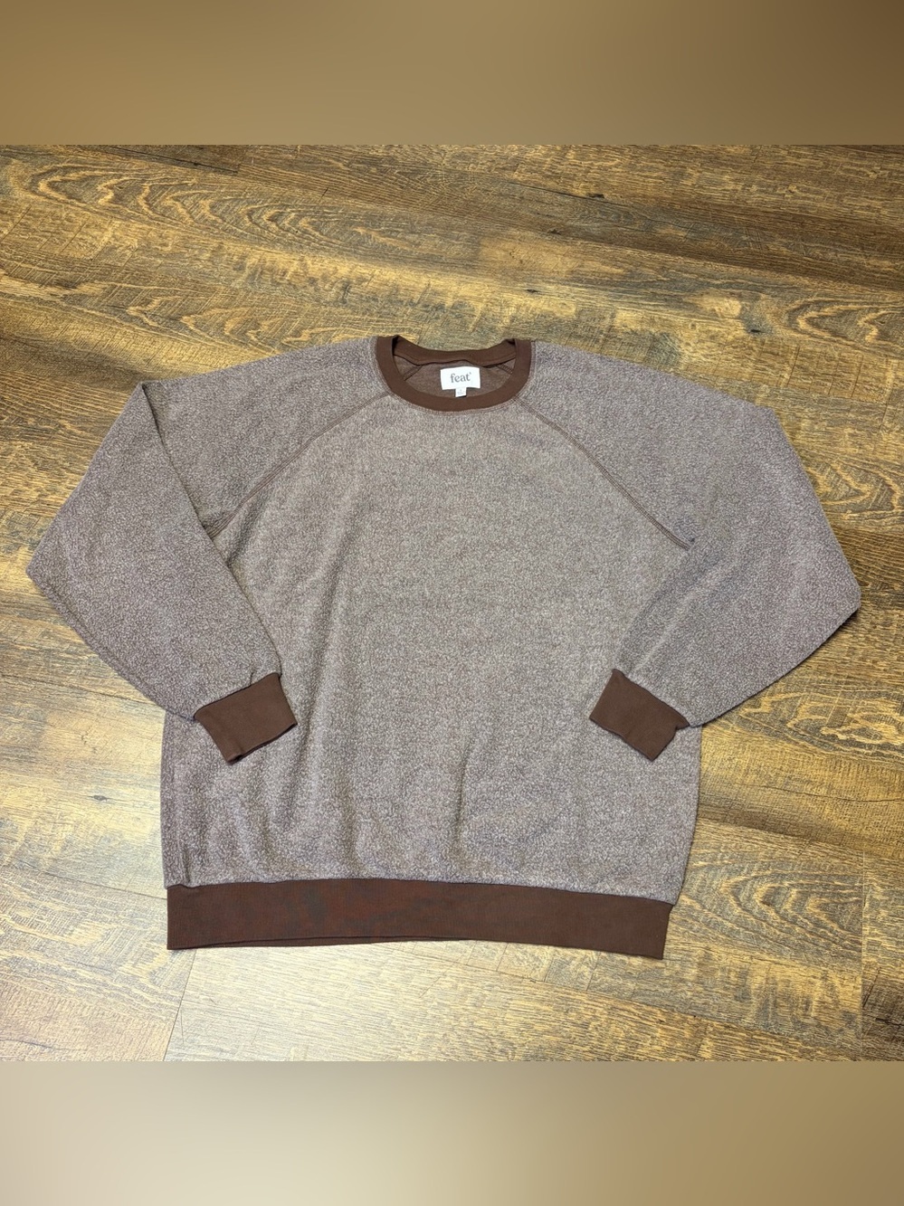 Feat Clothing BlanketBlend Womens Large Brown Pullover Crewneck Soft Sweatshirt